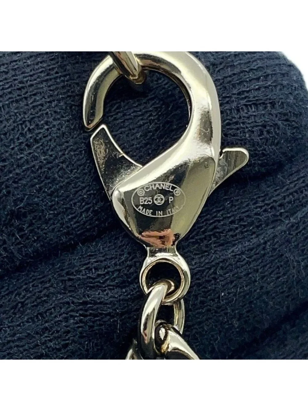 Chanel Necklace CC Logo Charm Denim B 25 P Choker